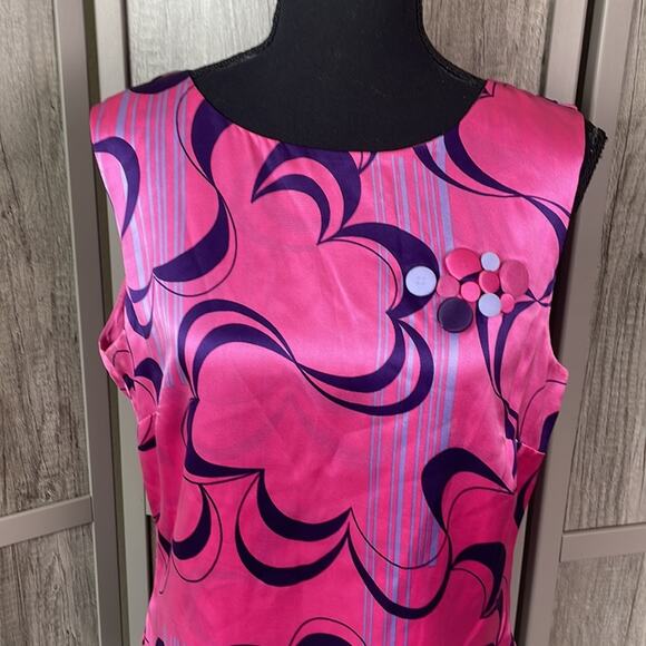 aura retro 60's inspired silk top women's 12 - Picture 3 of 11